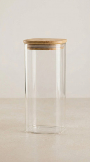 Банка квадратная стеклянная с крышкой