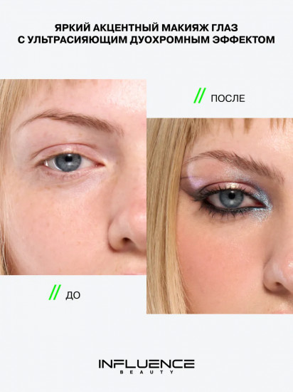 Тени для век дуохромные «Neochrome», оттенок 05 Голубо-розовый дуохром на коричневой подложке