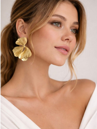 Серьги золотистые «Листья»