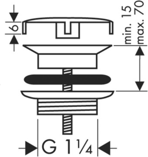 Донный клапан для раковины незапираемый с фиксированной крышкой