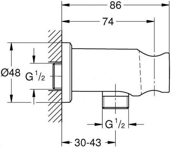 Подключение для душевого шланга с держателем ручного душа
