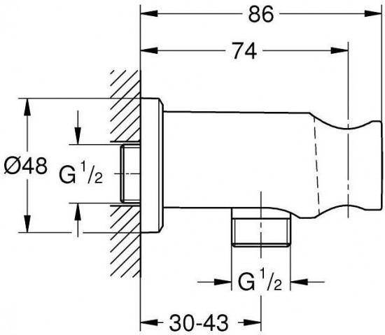 Подключение для душевого шланга с держателем ручного душа