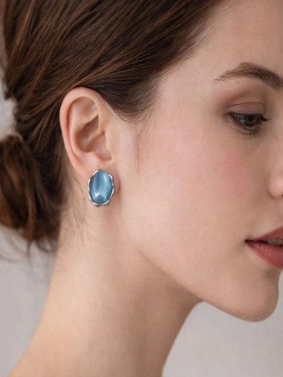 Серьги женские с камнем «Cat Eye»