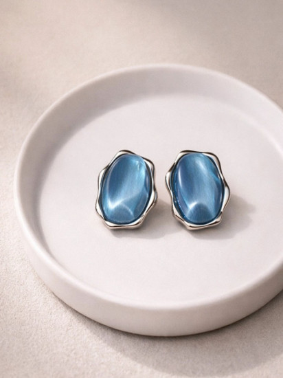 Серьги женские с камнем «Cat Eye»