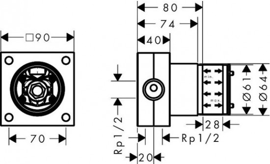 Скрытая монтажная часть для верхнего душа Raindance Alive 2jet