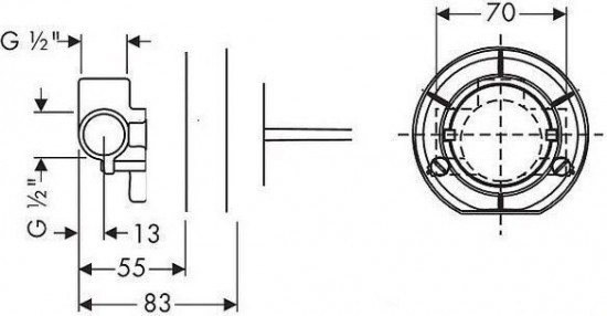 Скрытая монтажная часть для однорычажного смесителя для душа
