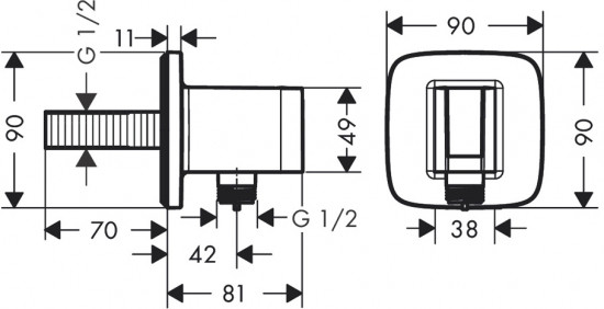 Подключение для душевого шланга с держателем для душа и клапаном обратного тока Fixfit Porter Q