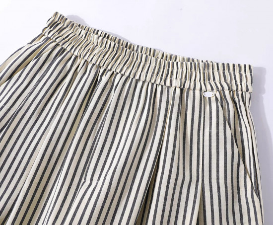 Брюки-палаццо в полоску на резинке