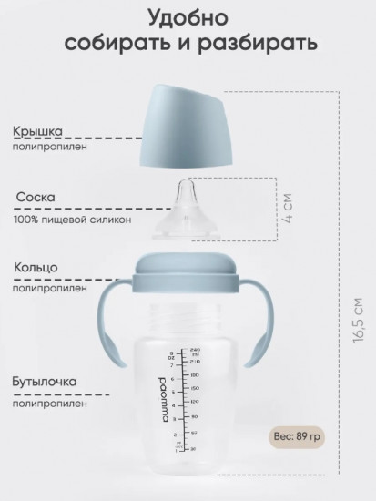 Бутылочка для кормления с ручками