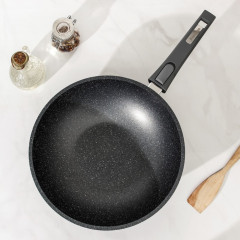 Сковорода-вок с крышкой и съемной ручкой «Гранит» - Фото 1