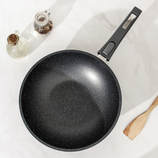 Сковорода-вок с крышкой и съемной ручкой «Гранит»