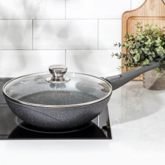 Сковорода-вок с крышкой и съемной ручкой «Гранит» - Фото 6