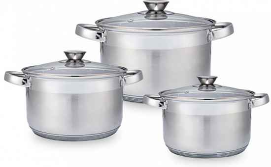 Набор кастрюль из нержавеющей стали со стеклянными крышками «Silver»