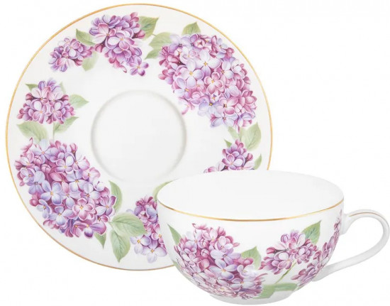 Чашка для капучино с блюдцем «Сирень»