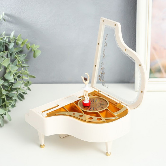 Шкатулка музыкальная механическая «Белый рояль»