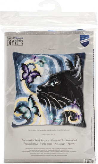 Набор для вышивания подушки «Кошка и бабочки»