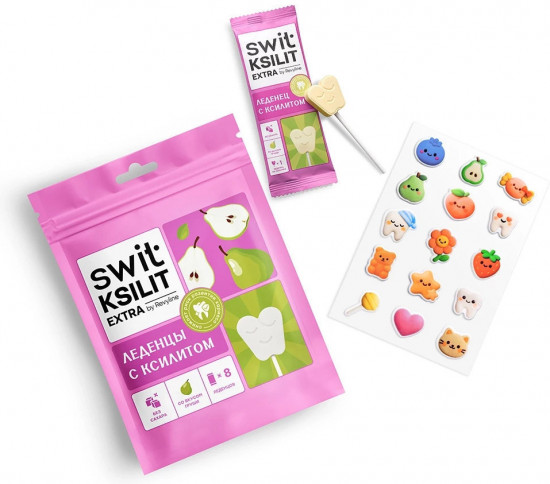 Леденцы на палочке со вкусом клубники «Swit Ksilit extra»