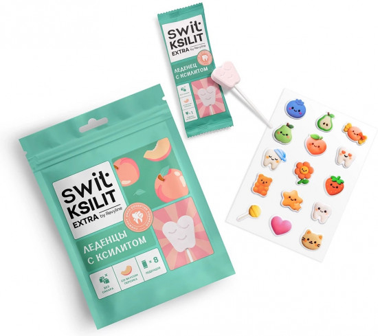 Леденцы на палочке со вкусом персика «Swit Ksilit extra»