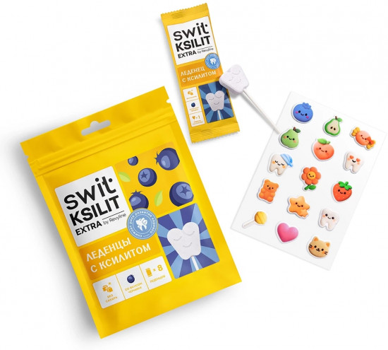 Леденцы на палочке со вкусом черники «Swit Ksilit extra»