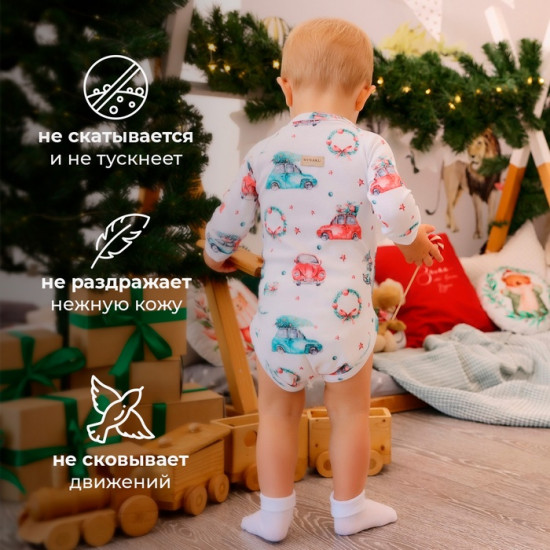 Боди детское с длинным рукавом «New Year's cars»
