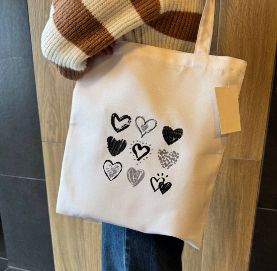 Сумка-шоппер с рисунком сердце