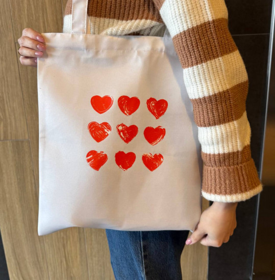 Сумка-шоппер с рисунком сердце