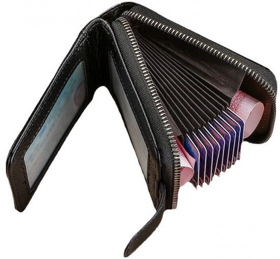 Кошелёк мужской на молнии с отделениями для карт и купюр