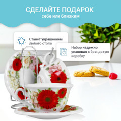 Чайный фарфоровый набор на подставке - Фото 3