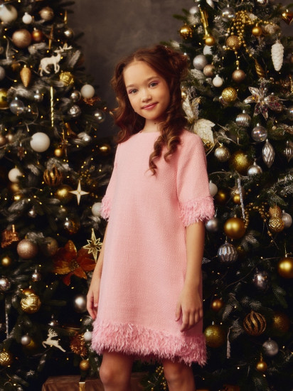 Платье нарядное для девочек с перьями