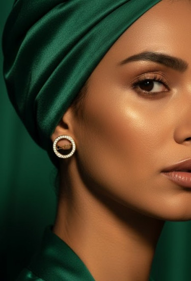 Серьги-диски с камнями