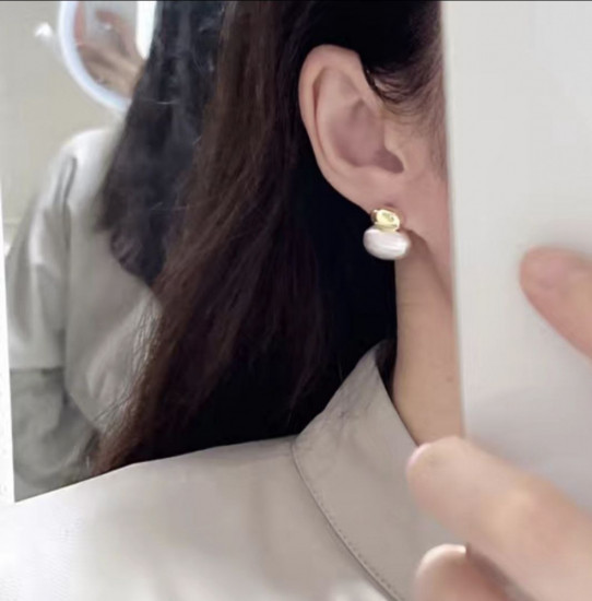 Органические серебряные серьги с жемчугом