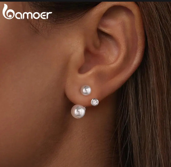 Двойные серьги-гвоздики с жемчугом