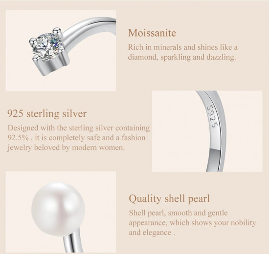 Кольцо с натуральным жемчугом и муассанитом