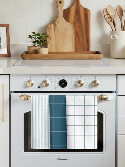 Комплект вафельных полотенец «Blue minimalistic»