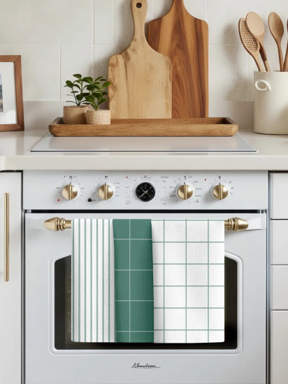 Комплект вафельных полотенец «Green minimalistic»