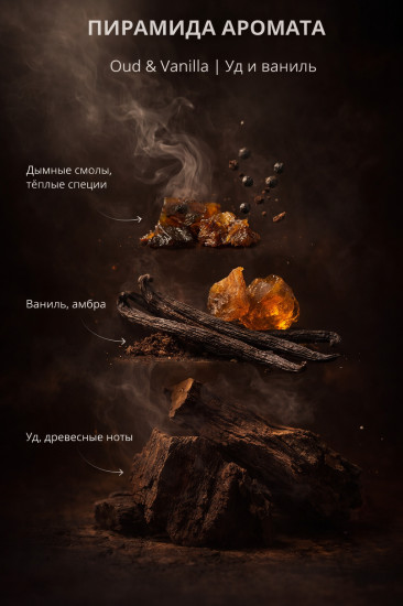 Свеча ароматическая с ароматом дымного уда и ванили «Юрта»