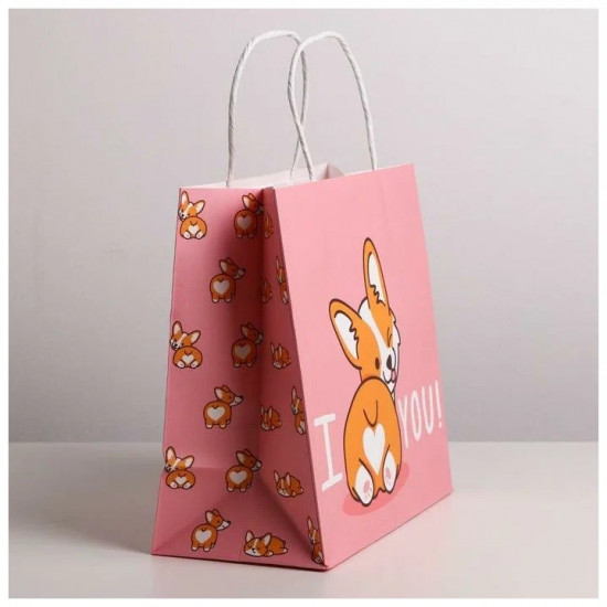 Пакет крафтовый «I love you»