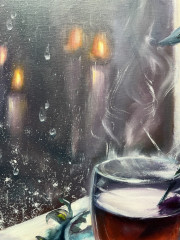 Картина маслом «Зимний чай» - Фото 4