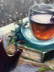 Картина маслом «Зимний чай» - Фото 1