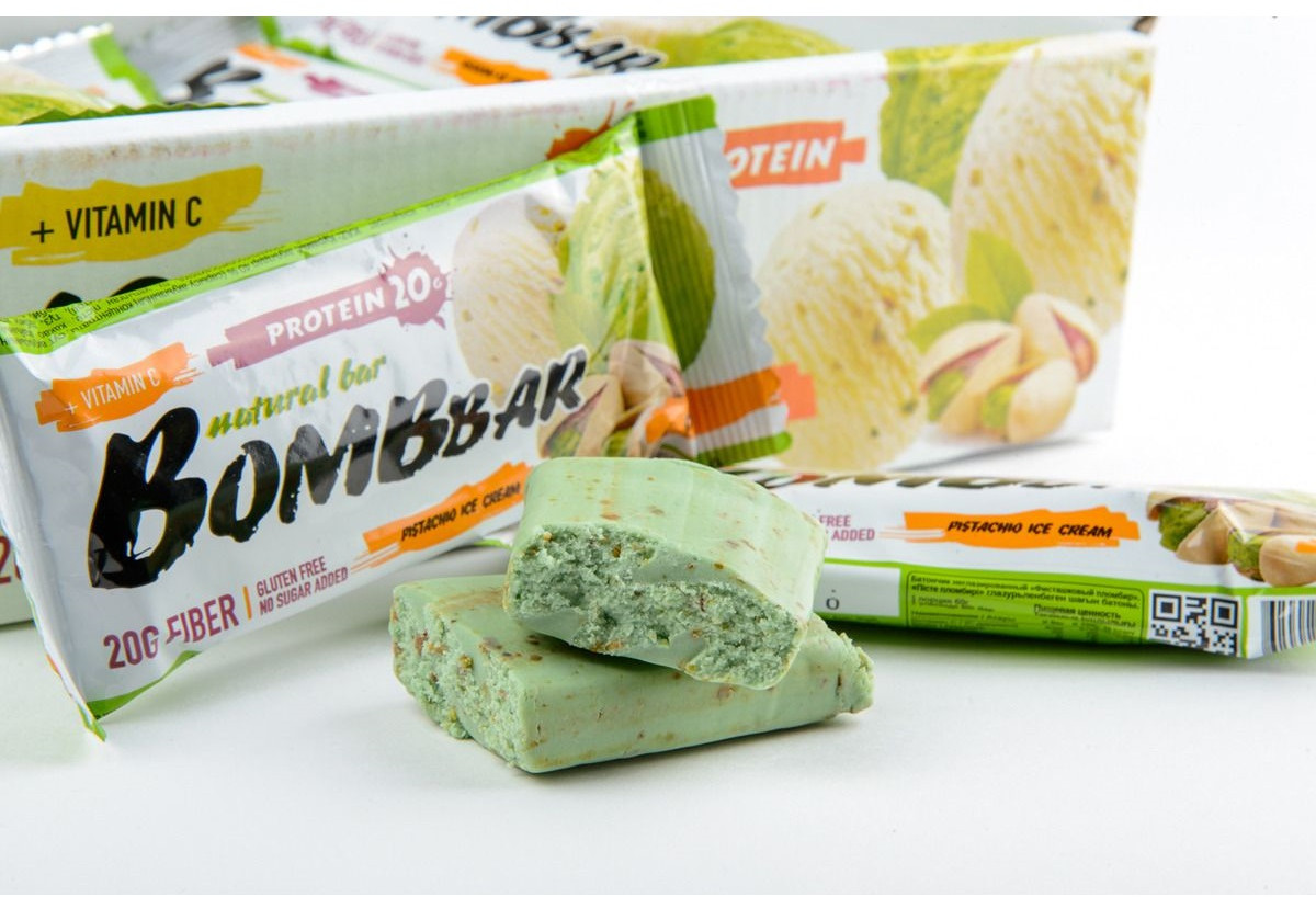 Батончик протеиновый со вкусом фисташкового пломбира, фисташковый ...