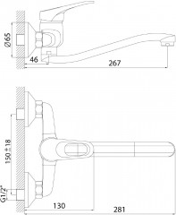 Смеситель для кухни настенный - Фото 1