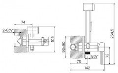 Смеситель встраиваемый c гигиеническим душем - Фото 1