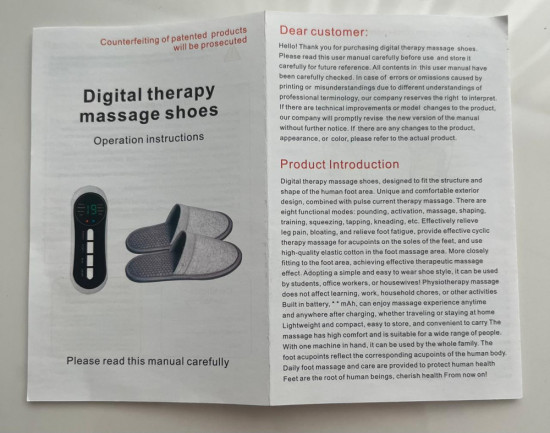 Тапки с электростимуляцией массажные аккупунктурные