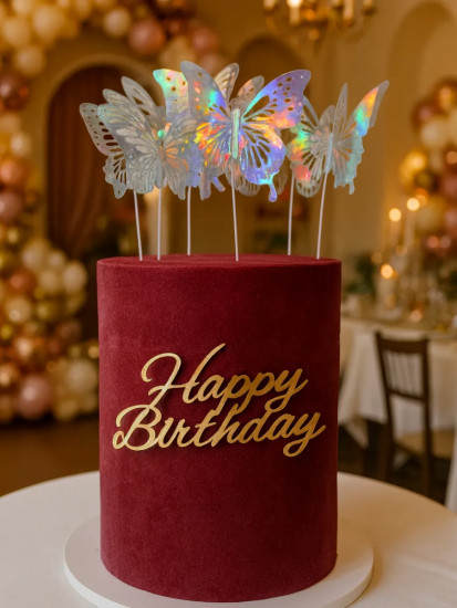 Набор топперов зеркальных «Happy birthday»