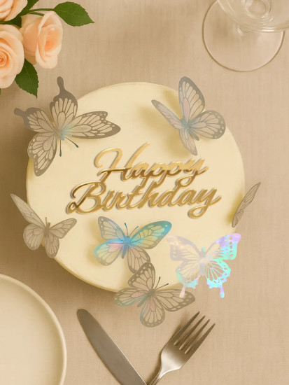 Набор топперов зеркальных «Happy birthday»