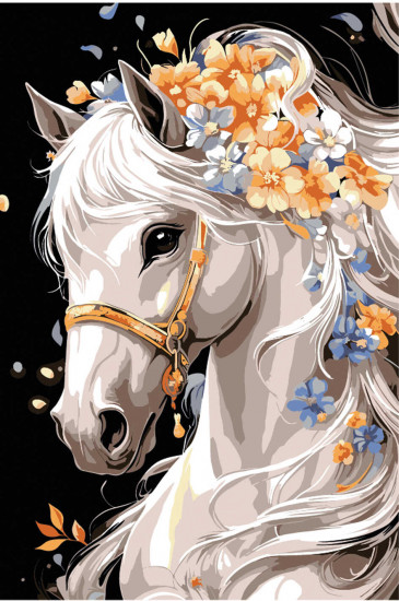 Картина по номерам «Лошадь в цветах»