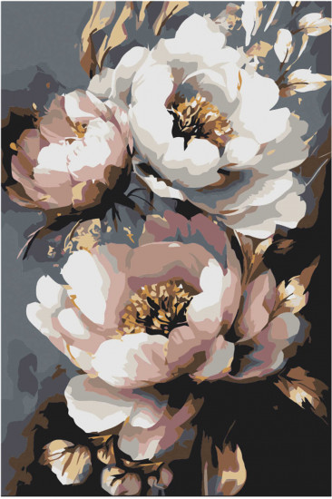 Картина по номерам «Пионы с золотом»