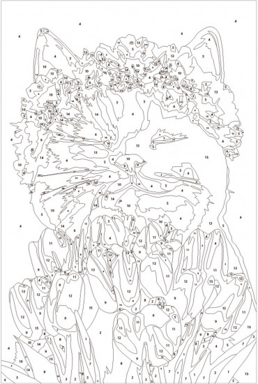 Картина по номерам «Кот с тюльпанами»