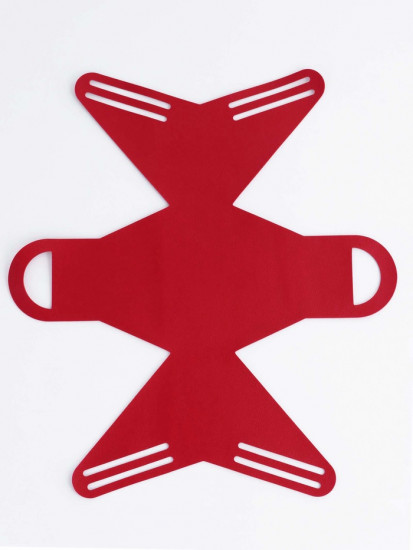 Кожаная подарочная сумочка для бижутерии и сувениров, красная с бантом (лента), 13×12×5.5 см