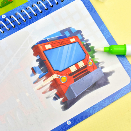 Книжка-раскраска в комплекте с водным маркером «Транспорт»